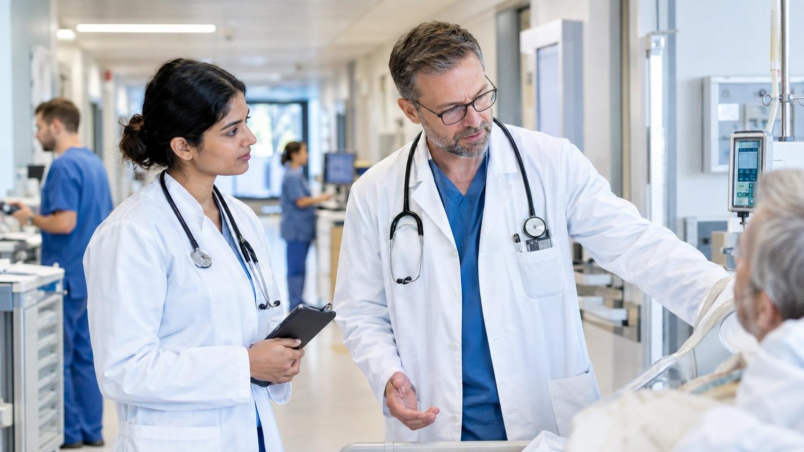 Foreign medical graduate observing doctors during a Hospitation in Germany while waiting for FSP